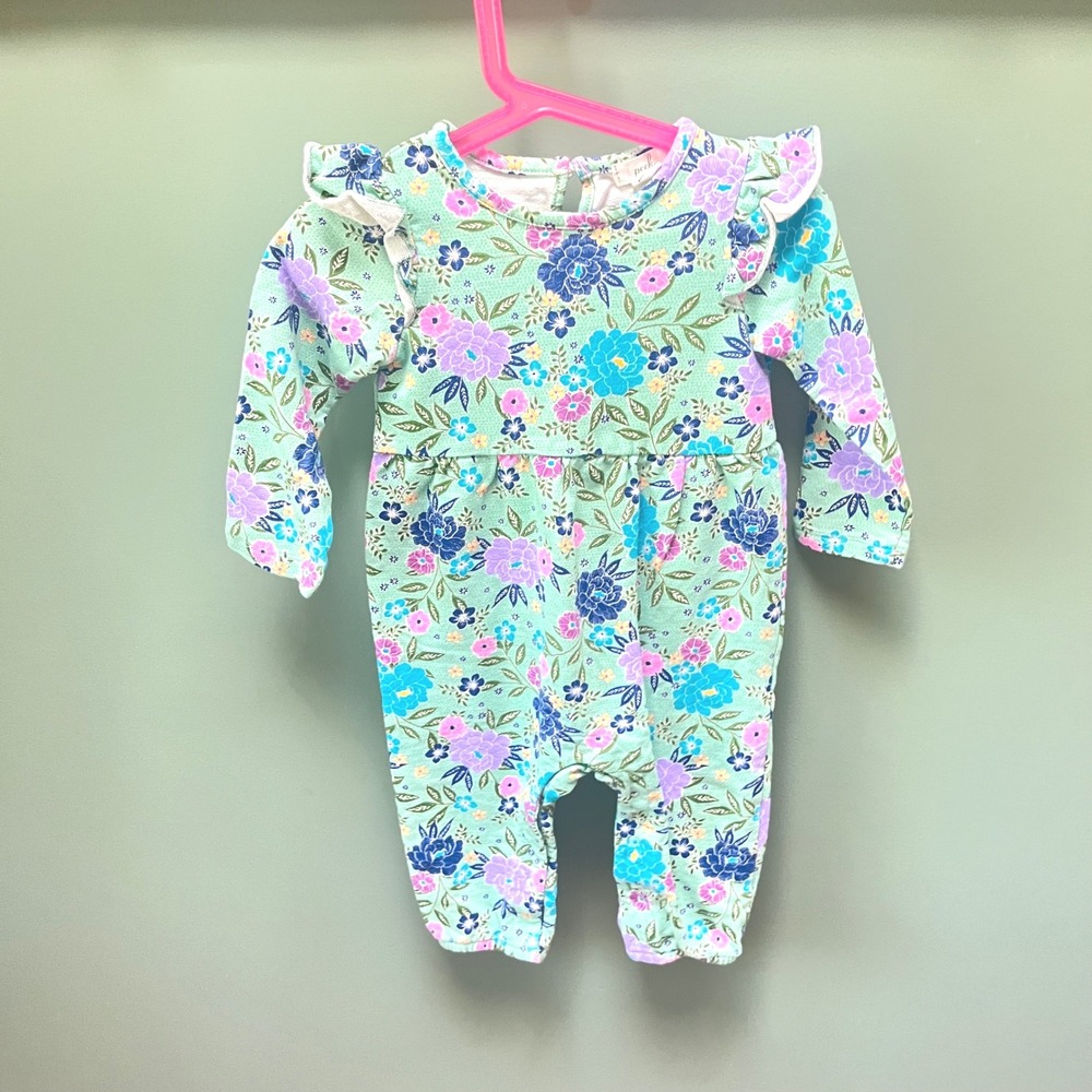 Peek Kids Baby Girl Floral Print Long Sleeve Romper Size 12-18 Months‎